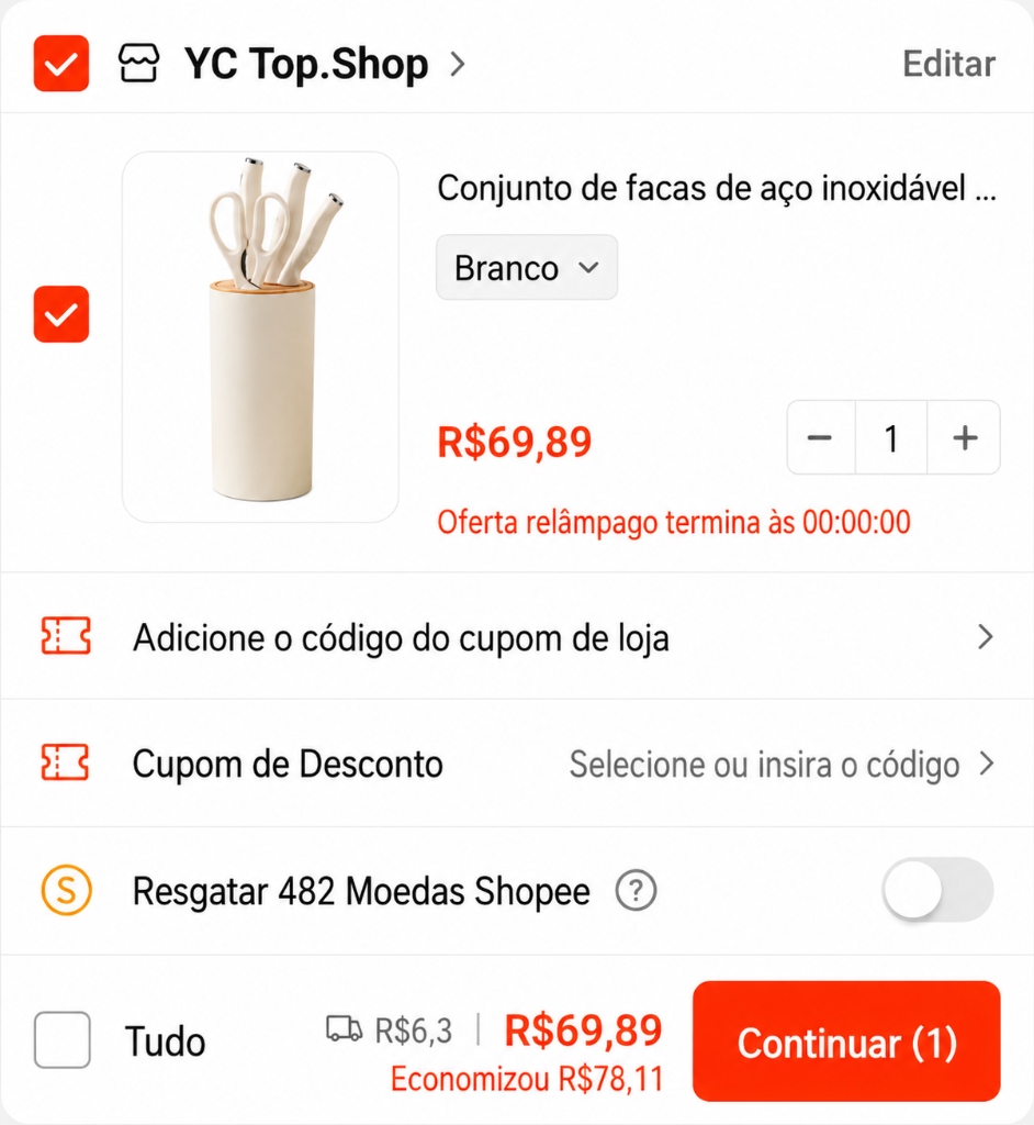 Promoção de Conjunto de facas de aço inoxidável Branco