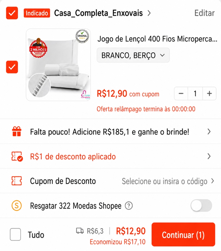 Promoção de Jogo de Lençol 400 Fios Micropercal Branco